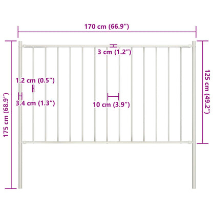 Pannello Recinzione e Pali Acciaio Verniciato 1,7x1,25m Bianco