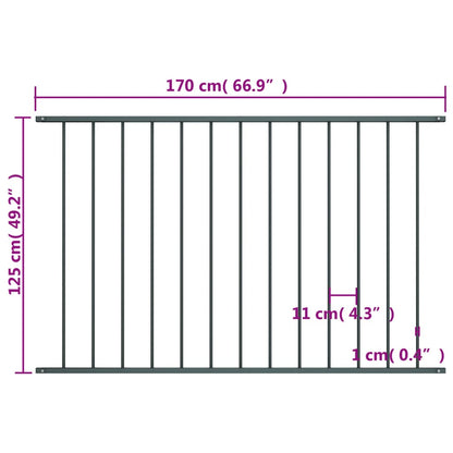 Pannello di Recinzione Acciaio Verniciato 1,7x1,25 m Antracite