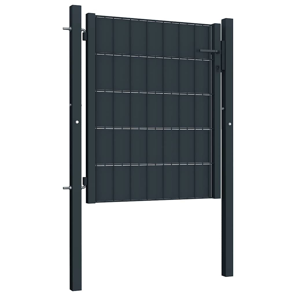 Cancello per Recinzione in PVC e Acciaio 100x81 cm Antracite | homemem39