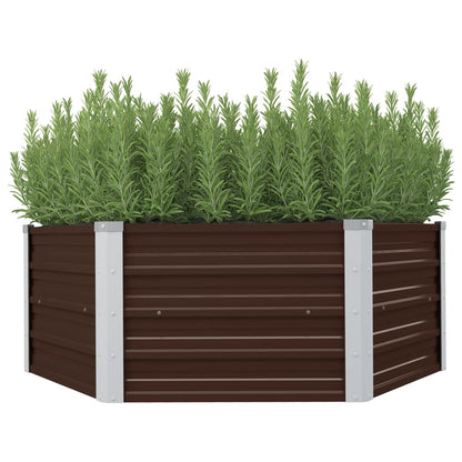 Brown Raised Grow Bed 129x129x46cm Galvanized Steel