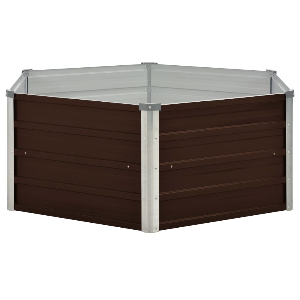 Brown Raised Grow Bed 129x129x46cm Galvanized Steel