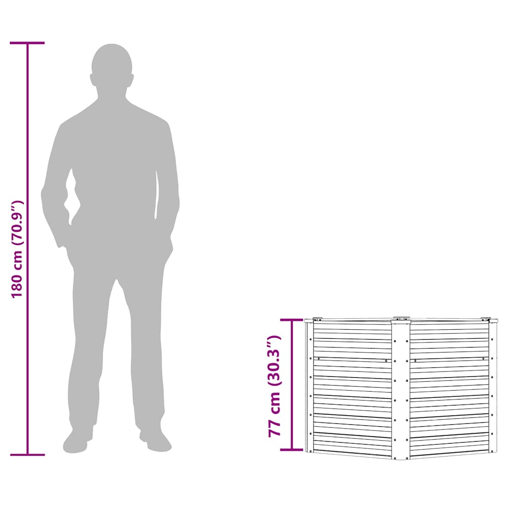 Letto Rialzato Giardino Marrone 129x129x77cm in Acciaio Zincato - homemem39