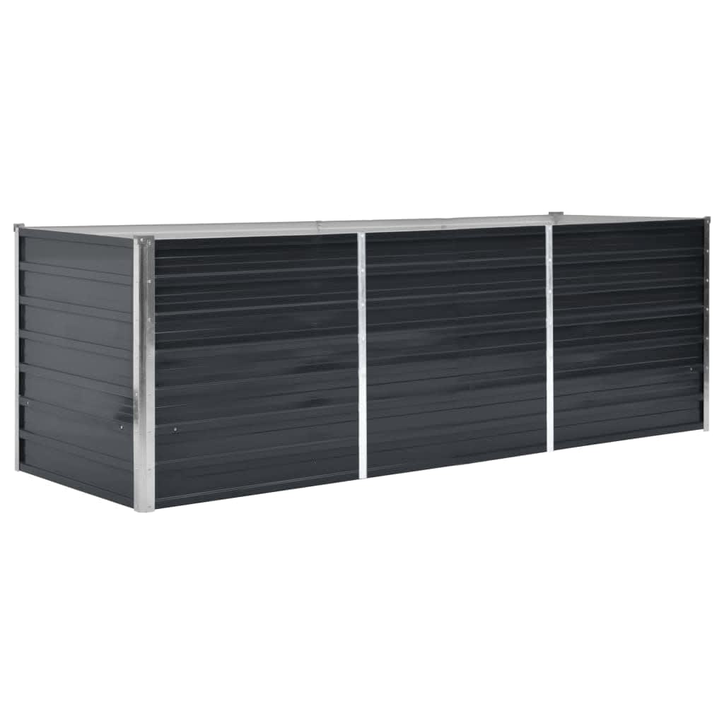 Fioriera per Giardino Antracite 240x80x77 cm in Acciaio Zincato | homemem39