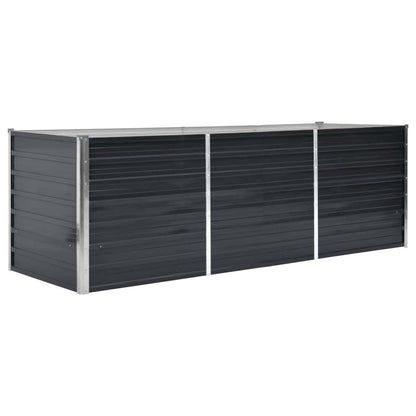 Fioriera per Giardino Antracite 240x80x77 cm in Acciaio Zincato | homemem39