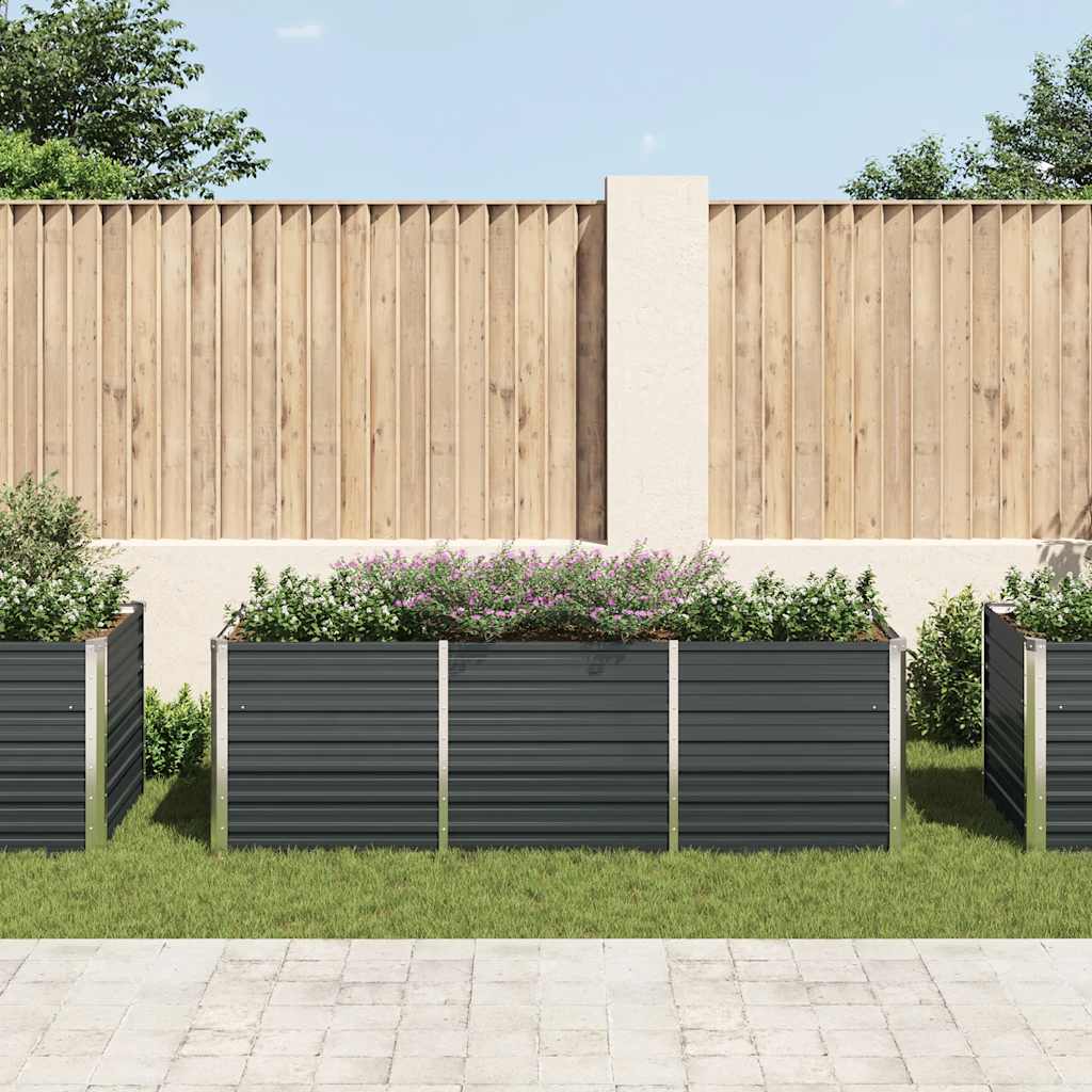 Fioriera per Giardino Antracite 240x80x77 cm in Acciaio Zincato | homemem39