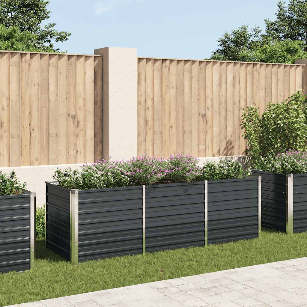 Fioriera per Giardino Antracite 240x80x77 cm in Acciaio Zincato | homemem39
