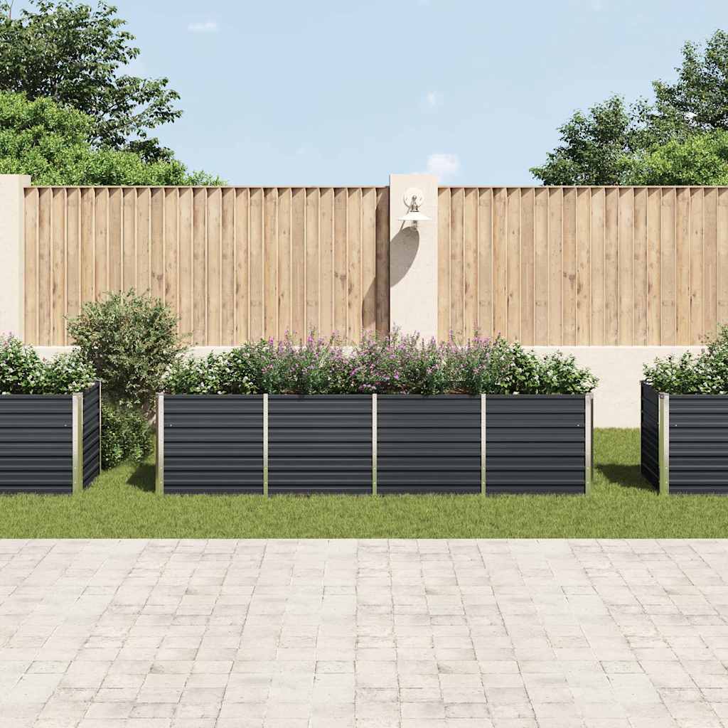 Letto Rialzato Giardino Antracite 320x80x77 cm Acciaio Zincato | homemem39