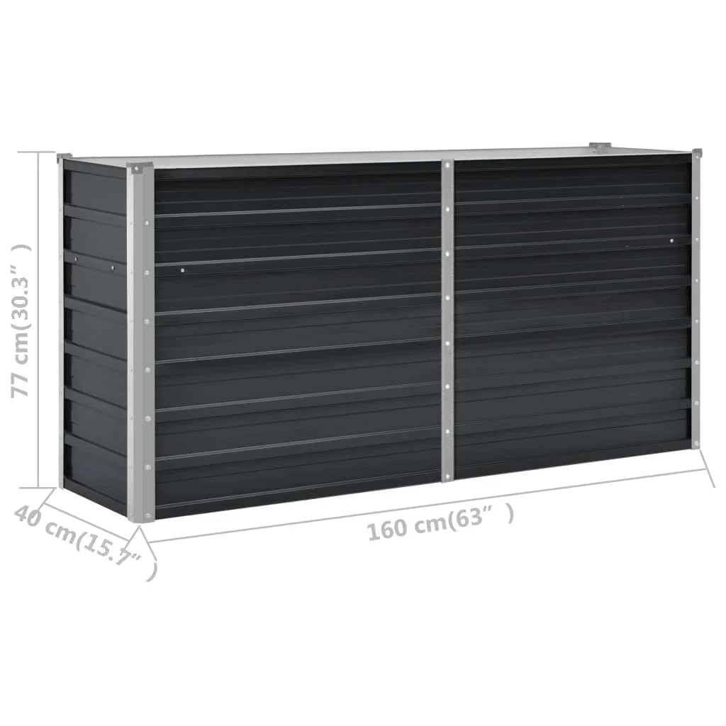 Letto Rialzato Giardino Antracite 160x40x77 cm Acciaio Zincato | homemem39