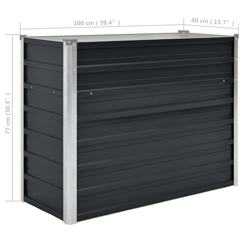 Fioriera per Giardino Antracite 100x40x77 cm in Acciaio Zincato | homemem39