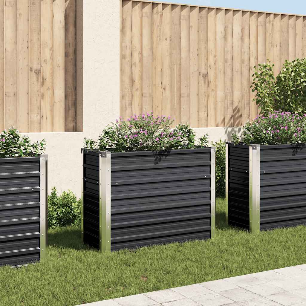 Fioriera per Giardino Antracite 100x40x77 cm in Acciaio Zincato | homemem39