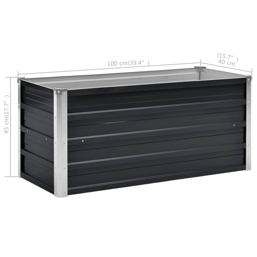 Fioriera per Giardino Antracite 100x40x45 cm in Acciaio Zincato | homemem39