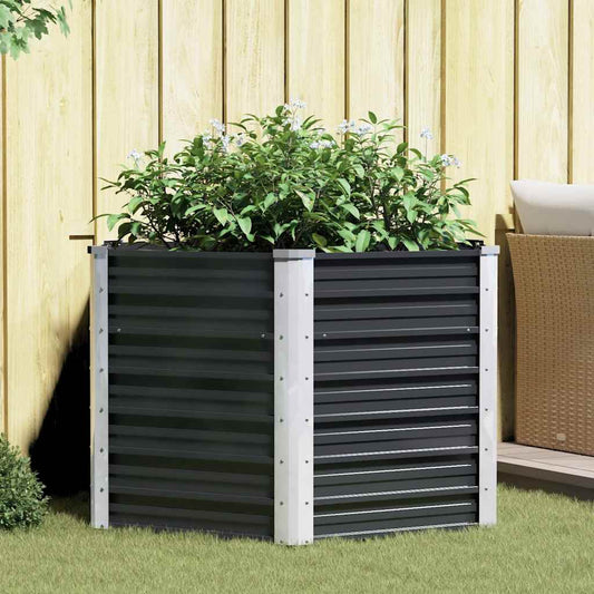 Fioriera per Giardino Antracite 129x129x77cm in Acciaio Zincato