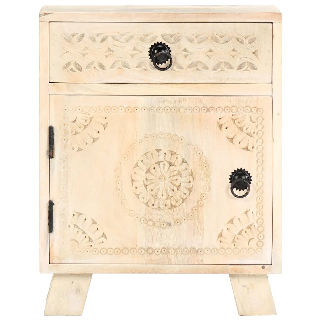 Comodino 40x30x50 cm in Legno Massello di Mango - homemem39