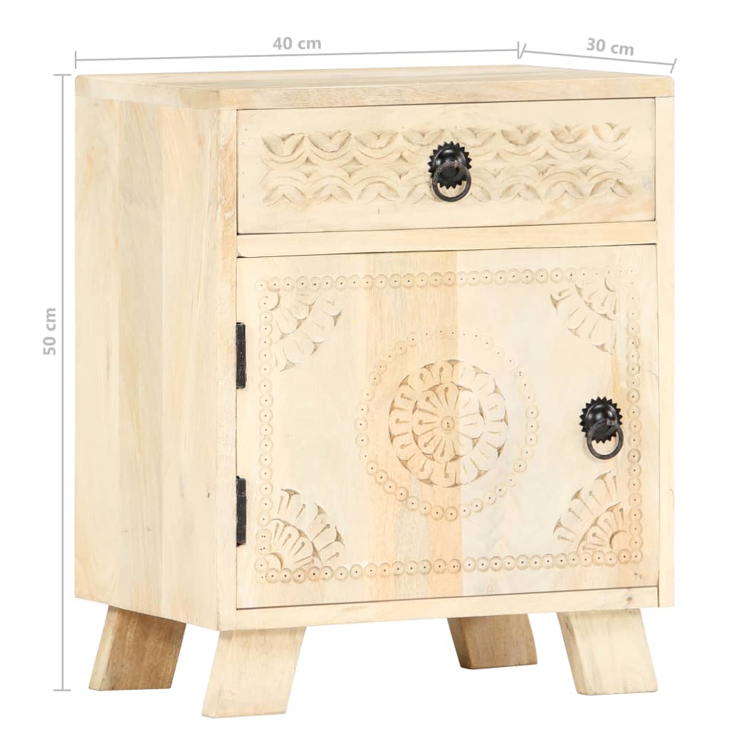 Comodino 40x30x50 cm in Legno Massello di Mango | homemem39