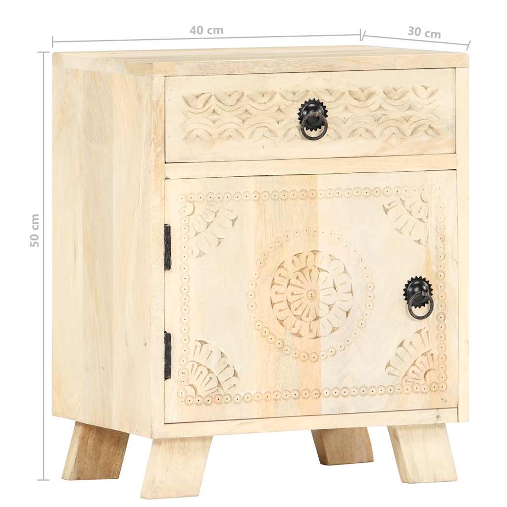 Comodino 40x30x50 cm in Legno Massello di Mango