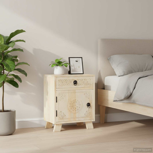 Comodino 40x30x50 cm in Legno Massello di Mango