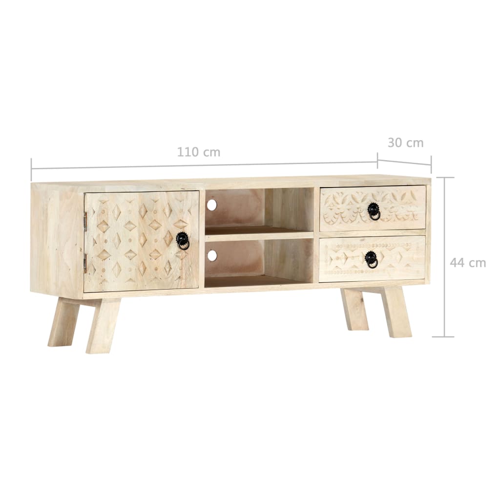 Mobile Porta TV 110x30x44 cm in Legno Massello di Mango - homemem39