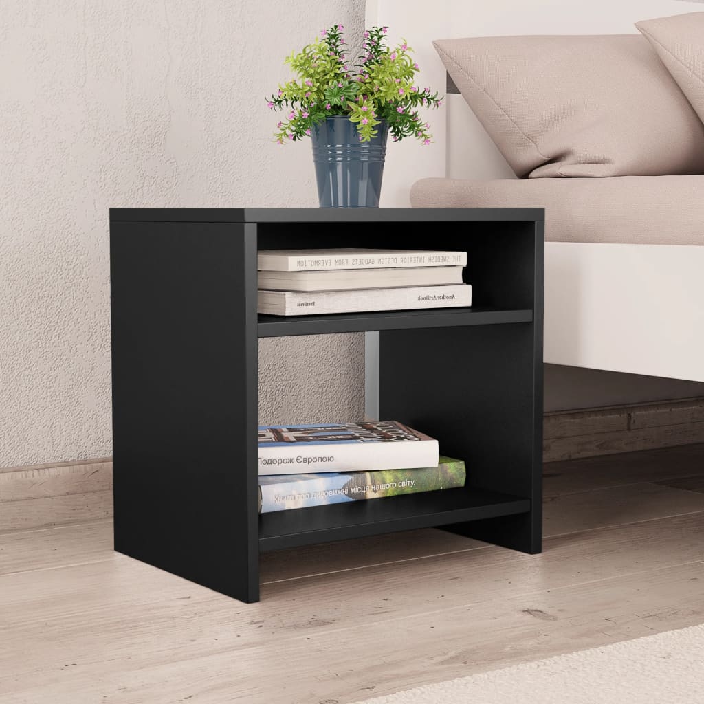 Comodino Nero 40x30x40 cm in Legno Multistrato - homemem39
