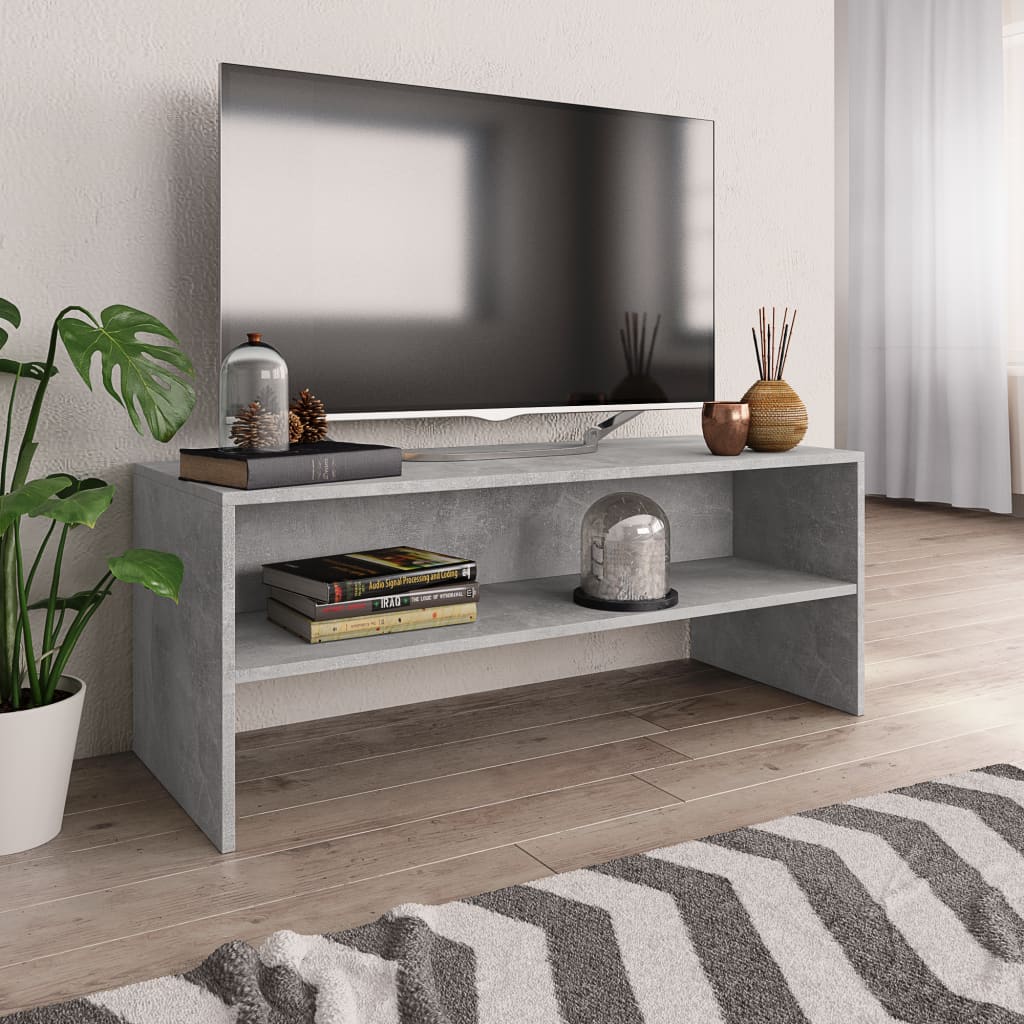 Mobile Porta TV Grigio Cemento 100x40x40cm in Legno Multistrato - homemem39