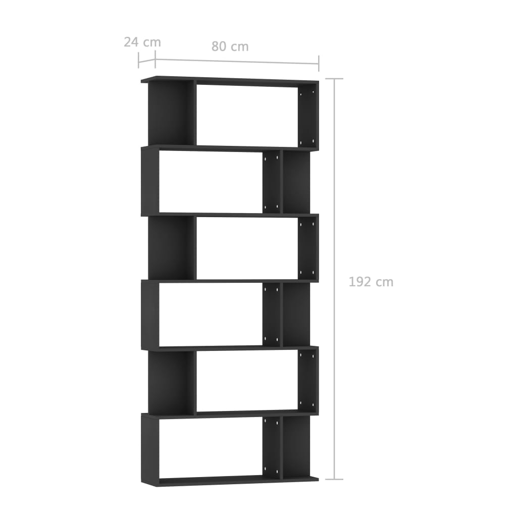 Libreria/Divisorio Nero 80x24x192 cm in Legno Ingegnerizzato | homemem39