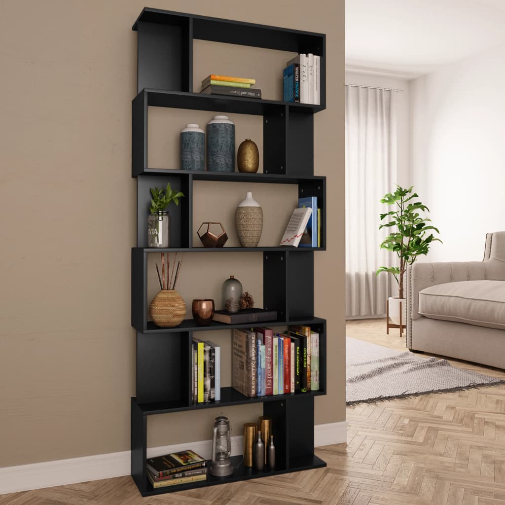 Libreria/Divisorio Nero 80x24x192 cm in Legno Ingegnerizzato | homemem39
