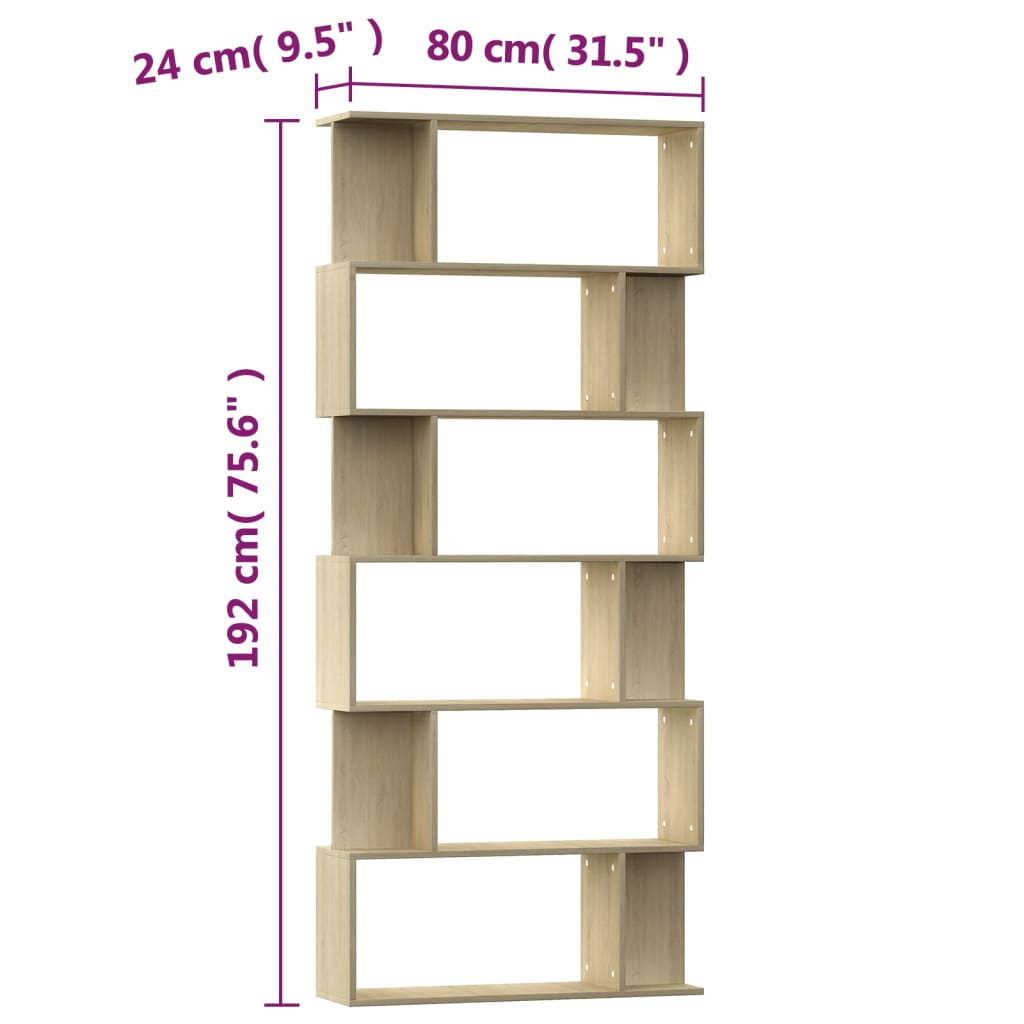 Libreria/Divisorio Rovere Sonoma 80x24x192 cm Legno Ingegnerizzato | homemem39