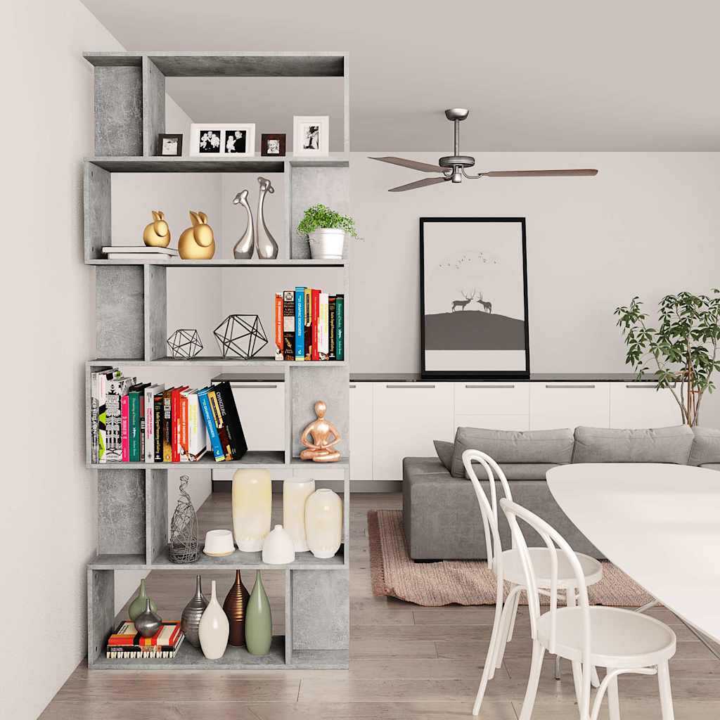 Libreria/Divisorio Grigio Cemento 80x24x192cm Legno Ingegnerizzato