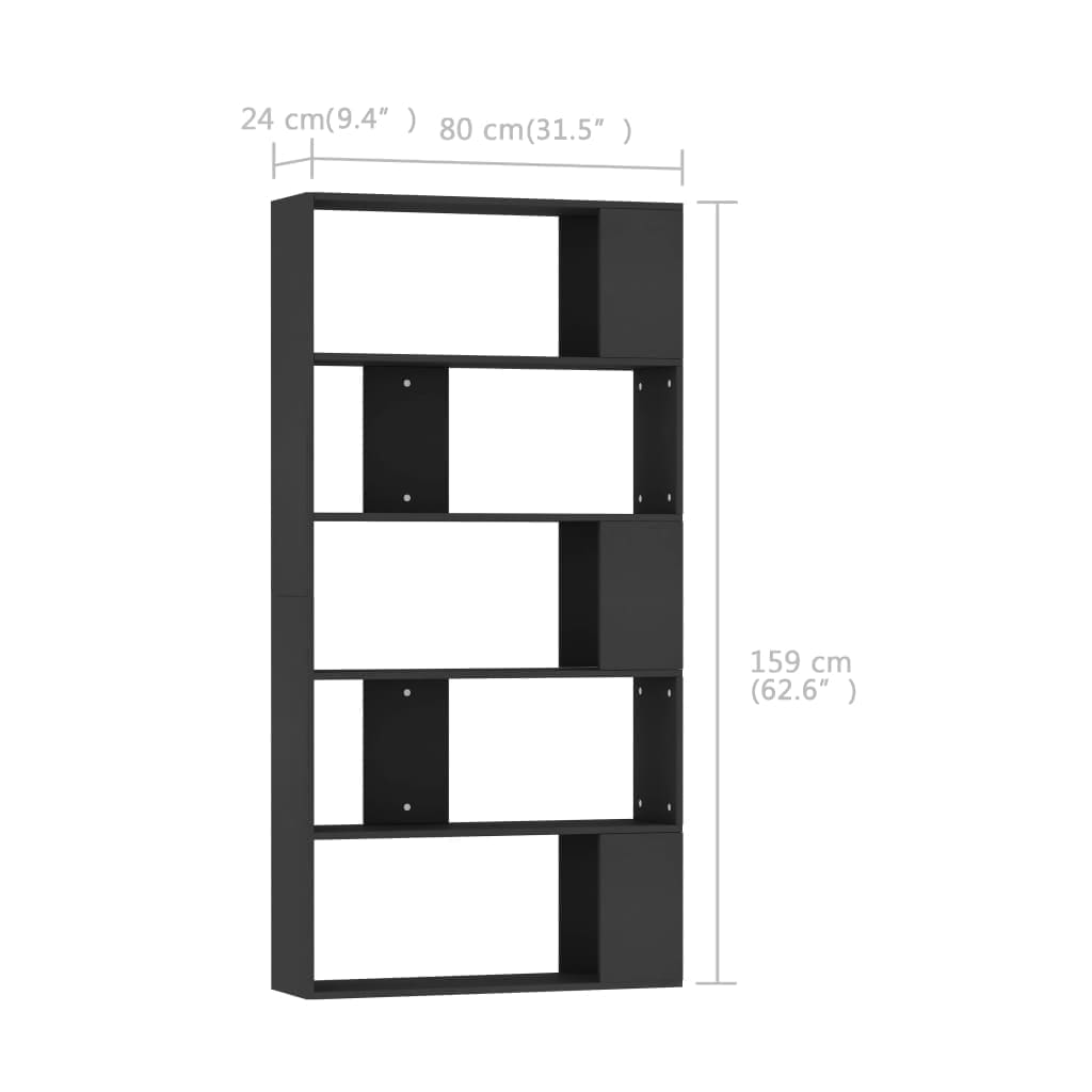 Libreria/Divisorio Nero 80x24x159 cm in Legno Ingegnerizzato | homemem39