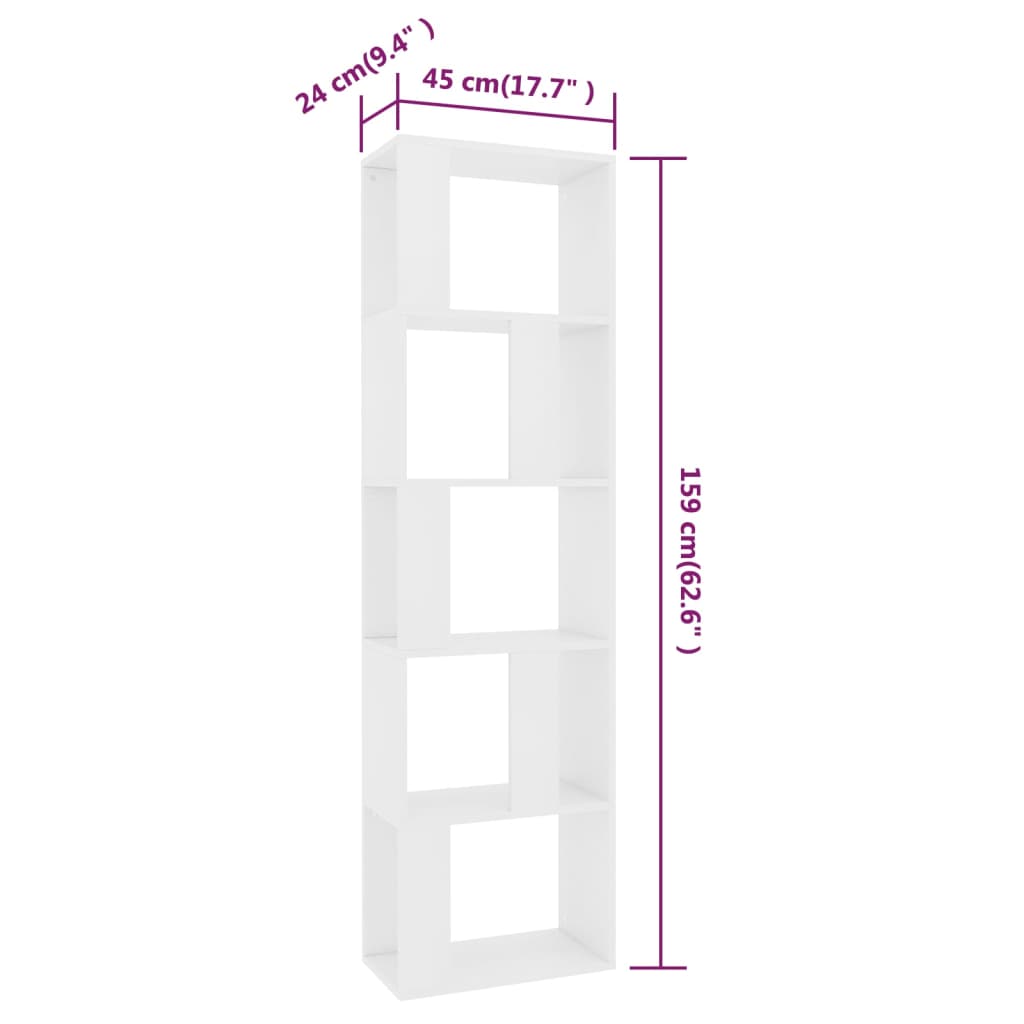 Libreria/Divisorio Bianco 45x24x159 cm in Legno Multistrato | homemem39