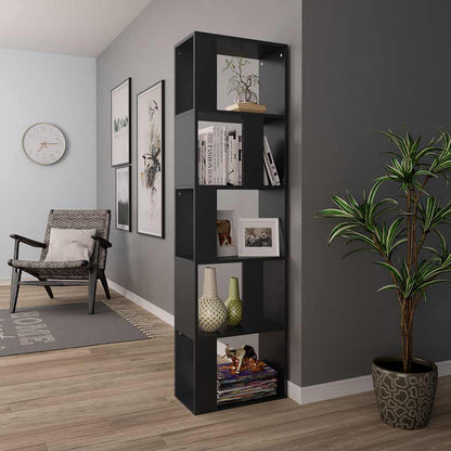 Libreria/Divisorio Nero 45x24x159 cm in Legno Multistrato