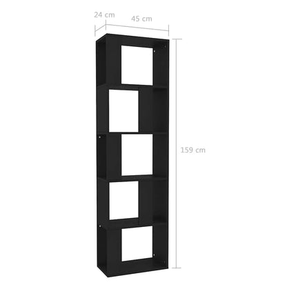 Libreria/Divisorio Nero 45x24x159 cm in Legno Multistrato