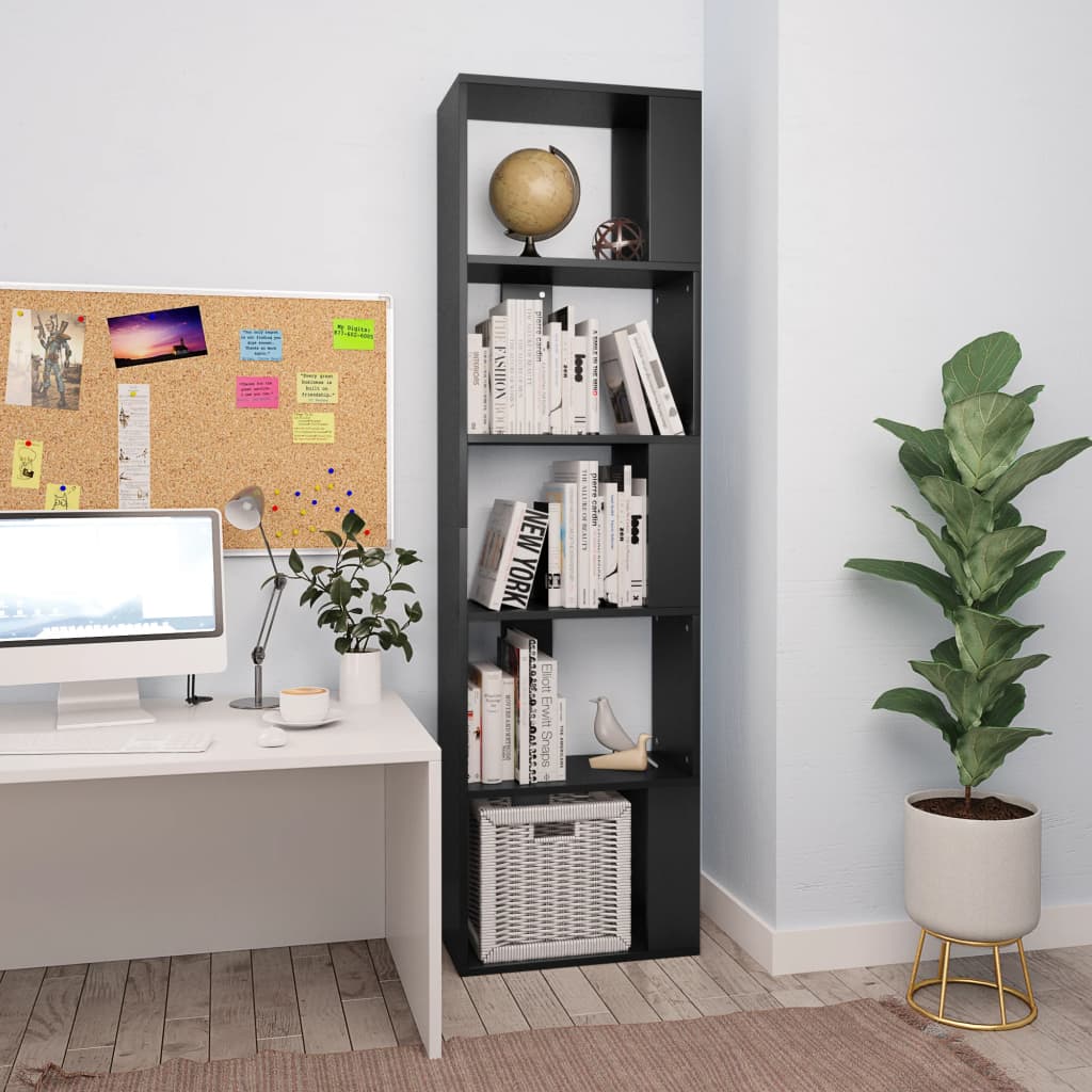 Libreria/Divisorio Nero 45x24x159 cm in Legno Multistrato | homemem39