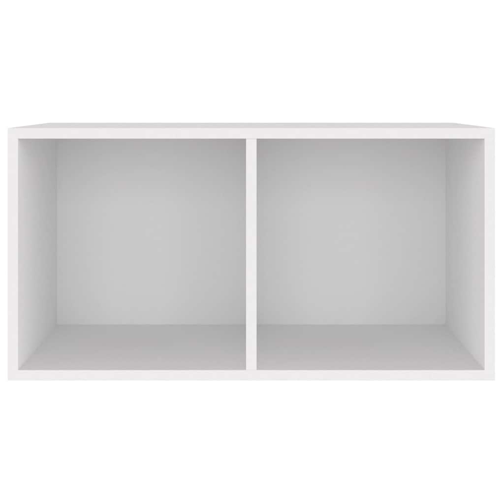 Contenitore per Vinili Bianco 71x34x36 cm in Legno Multistrato