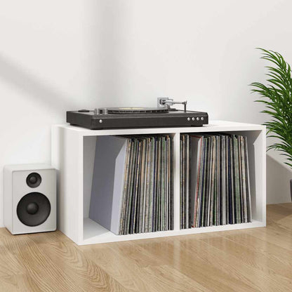 Contenitore per Vinili Bianco 71x34x36 cm in Legno Multistrato