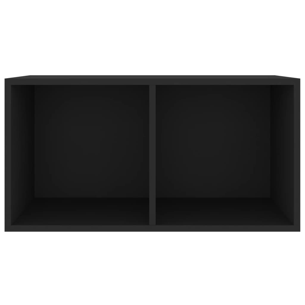 Contenitore per Vinili Nero 71x34x36 cm in Legno Multistrato - homemem39