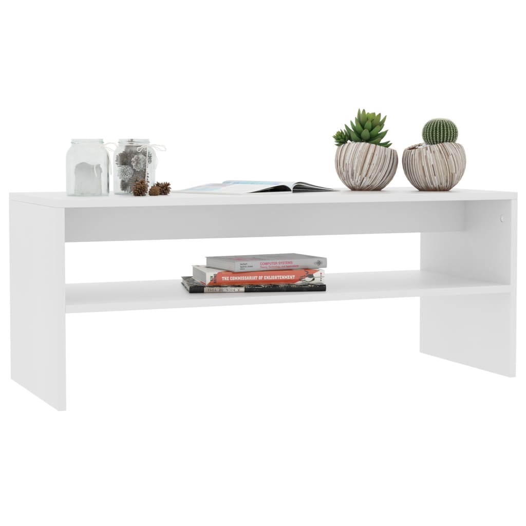 Tavolino da Salotto Bianco 100x40x40 cm in Legno Multistrato | homemem39