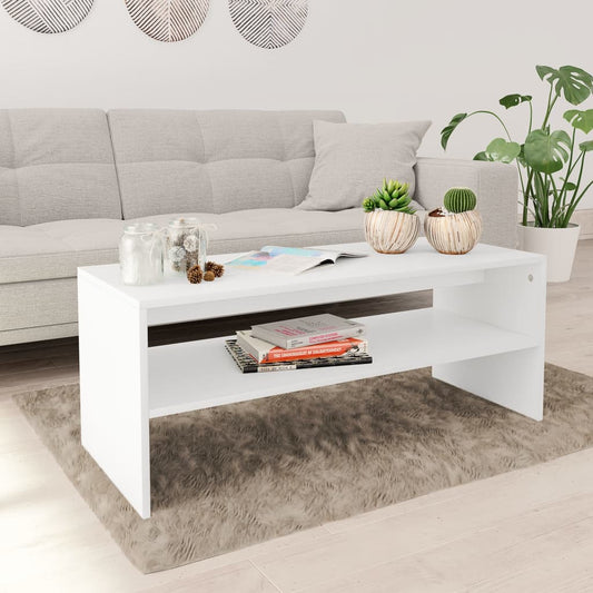 Tavolino da Salotto Bianco 100x40x40 cm in Legno Multistrato | homemem39