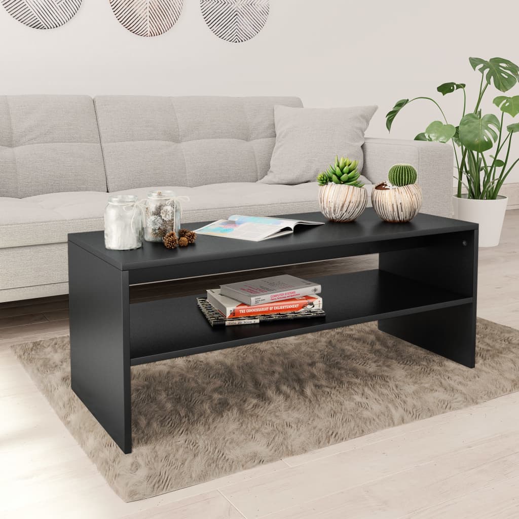 Tavolino da Salotto Nero 100x40x40 cm in Legno Multistrato | homemem39