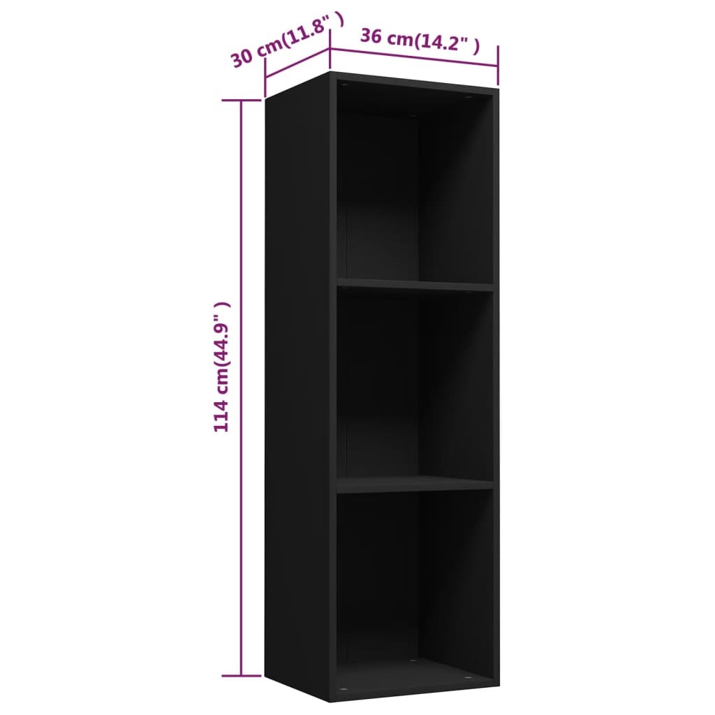 Libreria/Mobile TV Nero 36x30x114 cm in Legno Multistrato