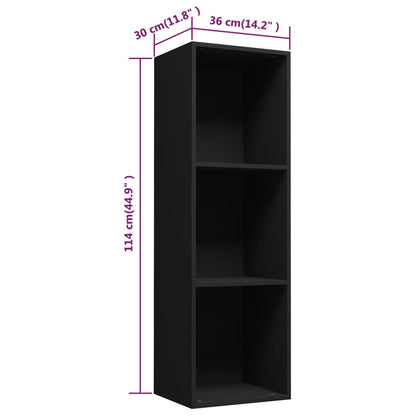 Libreria/Mobile TV Nero 36x30x114 cm in Legno Multistrato