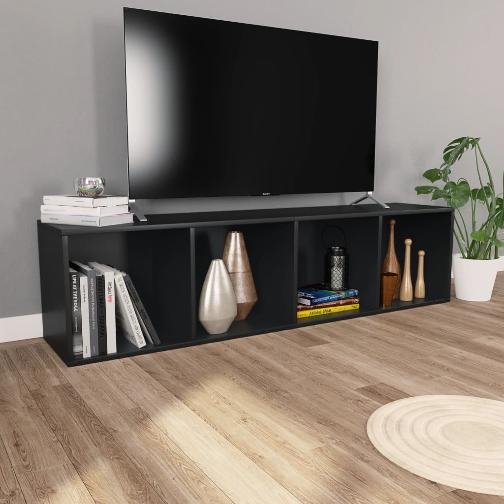 Libreria/Mobile TV Nero 36x30x143 cm in Legno Multistrato | homemem39