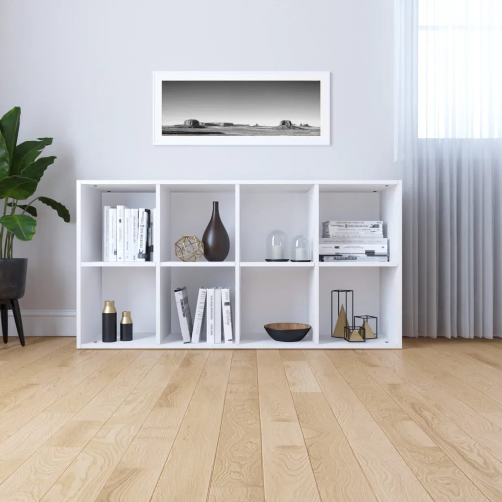 Libreria/Credenza Bianca 66x30x130 cm in Legno Multistrato | homemem39