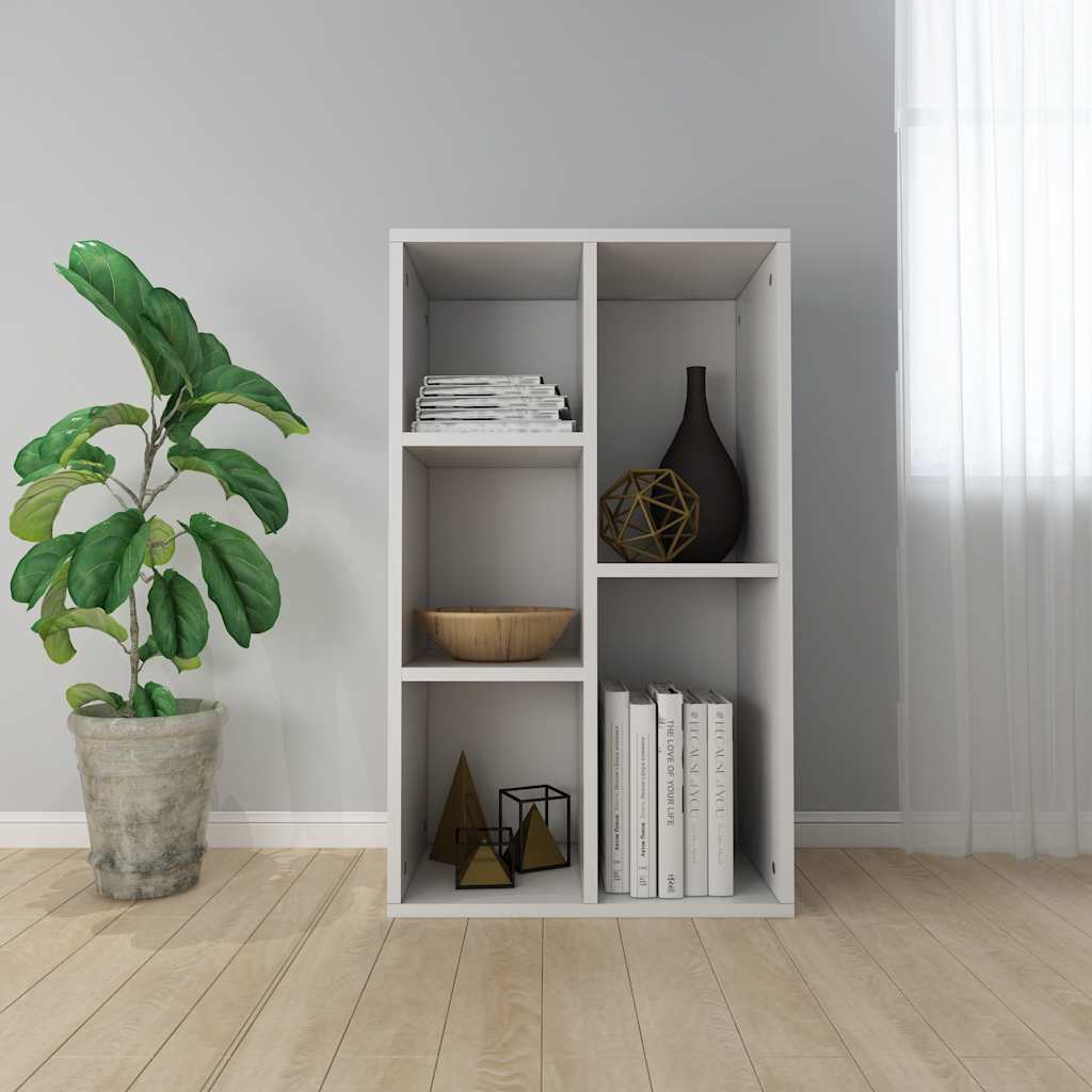 Libreria/Credenza Bianca 50x25x80 cm in Legno Multistrato | homemem39