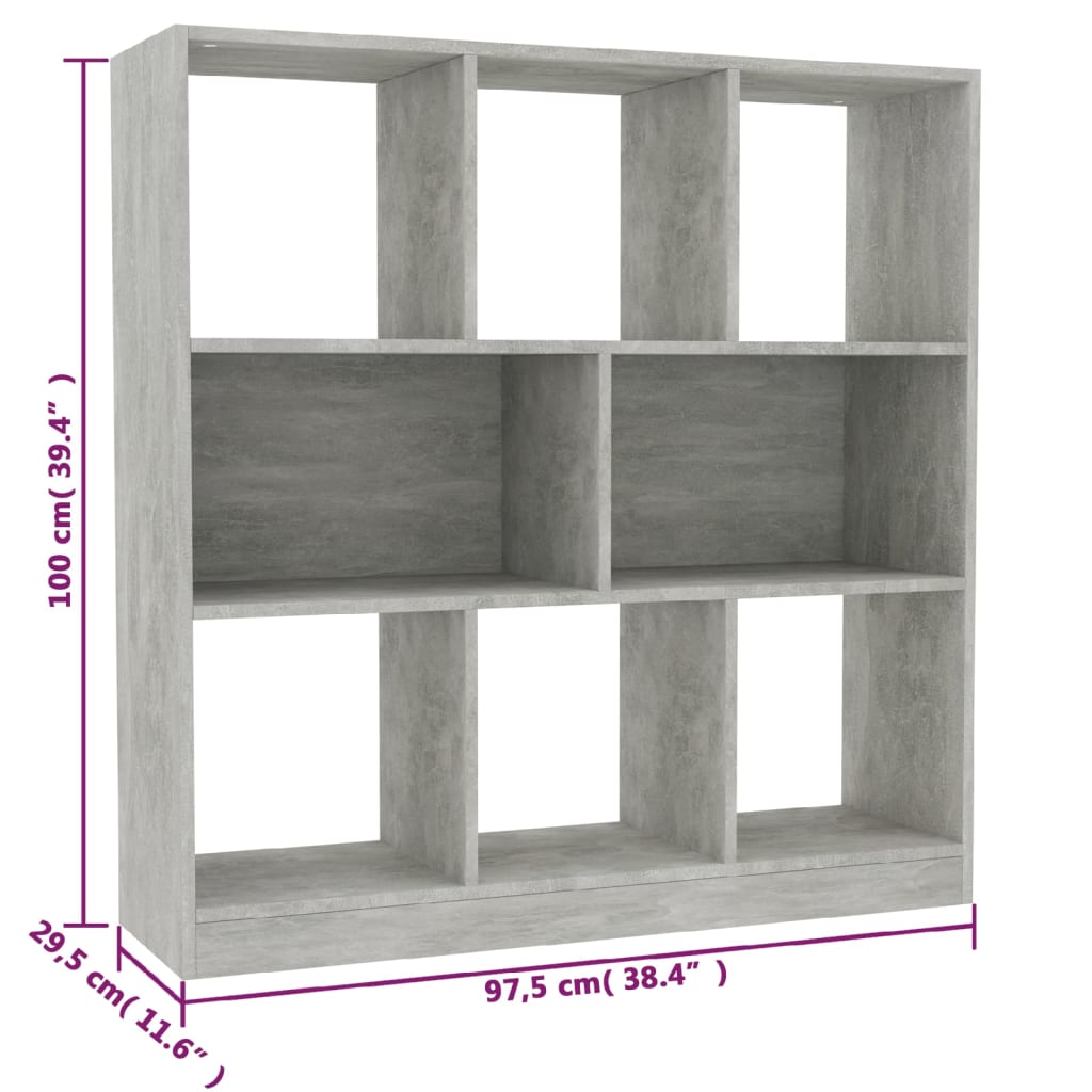 Libreria Grigio Cemento 97,5x29,5x100 cm in Legno Multistrato | homemem39