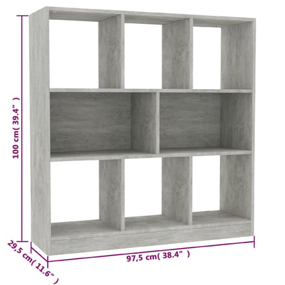 Libreria Grigio Cemento 97,5x29,5x100 cm in Legno Multistrato | homemem39