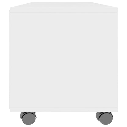 Mobile TV con Ruote Bianco 90x35x35 cm in Legno Multistrato