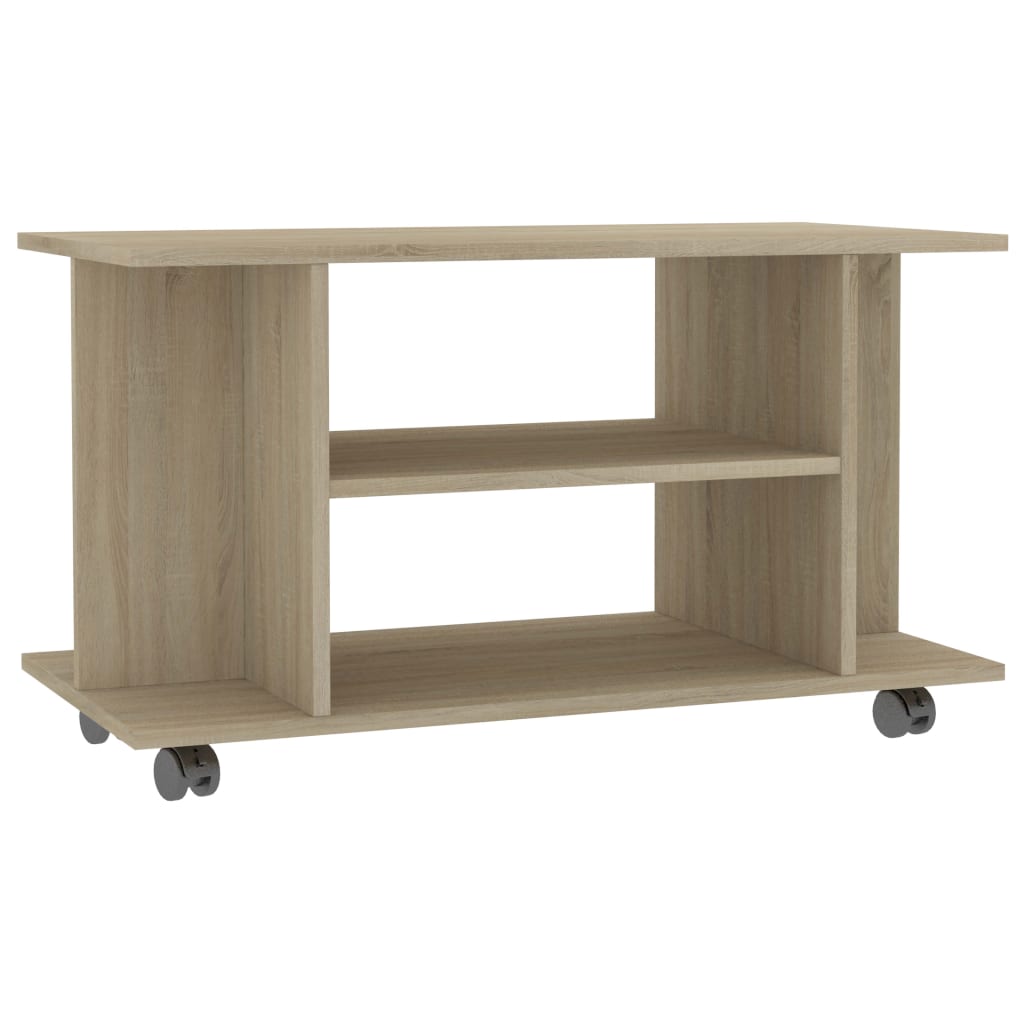 Mobile TV con Ruote Rovere Sonoma 80x40x45 cm Legno Multistrato