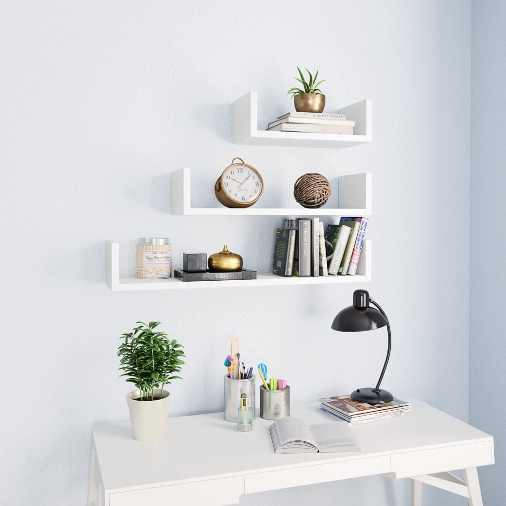 Mensole a Muro 3 pz Bianco in Legno Multistrato | homemem39