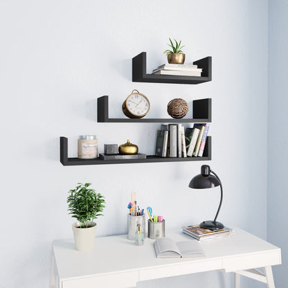 Mensole a Muro 3 pz Grigio in Legno Multistrato | homemem39