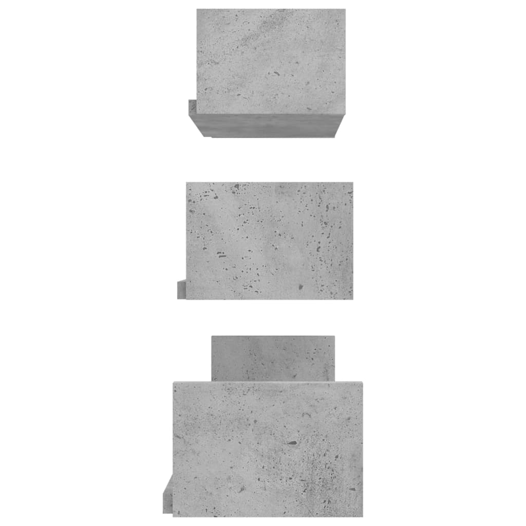 Mensole a Muro 3 pz Grigio Cemento in Legno Multistrato | homemem39